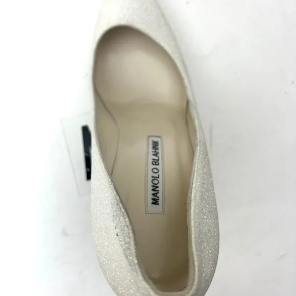 MANOLO BLAHNIK White glitter BB pumps sz 8 - Picture 9 of 14